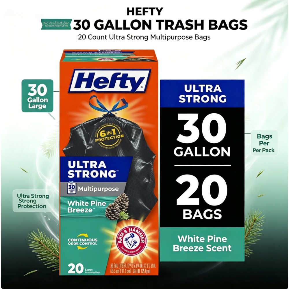 Home Fragrance Large - 20‑Count Black 30 Gallon Large Garbage