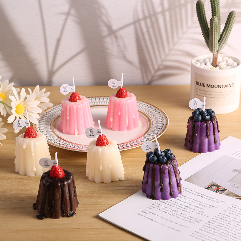 1Pc Cute Pudding Aromatherapy  - đánh giá và giá Home Fragrance Blueberry Scented Candle